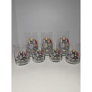 VTG B&D Country Bunny Glass Tumblers Set of 7 - 1990s Cottagecore Rabbit Glass